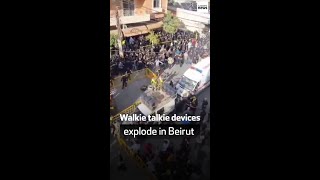 Walkie talkie devices explode in Beirut [upl. by Nuahsed]