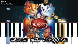 Easy Scales and Arpeggios  The Aristocats  Piano Tutorial with Finger Numbers [upl. by Gosser]