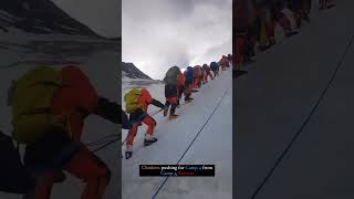 Long queue of mountaineers pushing for the summit 📹 gelusbhai37 everest viralvideo viral [upl. by Petrine846]