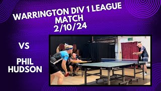 Neil Myatt vs Phil Hudson Short pips both sides  Warrington Div 1 League Match  21024 [upl. by Kcirederf768]