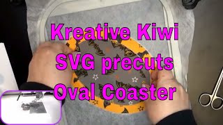 Kreative Kiwi Machine Embroidery ITH OVAL COASTER with precut fabric [upl. by Khoury201]