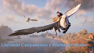 Liberando campamentos y pruebas de Merlin  Hogwarts Legacy [upl. by Ruckman]