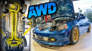 AWD Acura RSX Conversion  Bolt on AWD Setup using Factory Honda Parts Turbo Kseries  Ep7 [upl. by Pickford]