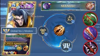 MOSKOV NEW DAMAGE HACK RECOMMENDED BUILD AND EMBLEM SET 2023🔥 TOP GLOBAL MOSKOV  MOBILE LEGENDS [upl. by Ellehctim]