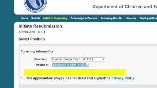 Background Screening Clearinghouse Initiate a Resubmission [upl. by Yentyrb]