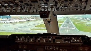 Landing Hong Kong  KLM Boeing 747400F Cockpit View [upl. by Ronn]