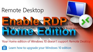 How to Enable Remote Desktop on Windows 10 Home Edition  RDP Wrapper Library [upl. by Tadio781]