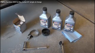 Harley Davidson 2005 Fat Boy Softail DIY simple oil change [upl. by Onitselec]