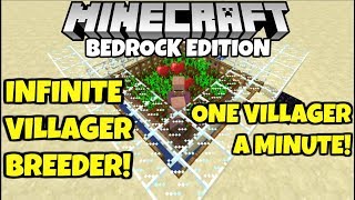 Minecraft Simple Infinite VILLAGER BREEDER Bedrock Edition Tutorial PE PC Xbox [upl. by Hsekin]