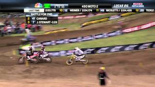 Trey Canard amp James Stewart Battle Again  2013 Spring Creek MX 450 Moto 2 Final Laps [upl. by Ahsiram]