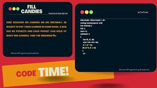 FILLCANDIES  Fill Candies  Codechef Problem Solution  Programming  Hackerrank  ab [upl. by Irej]