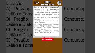 📙 122  QUESTÃO DE DIREITO ADMINISTRATIVO PARA CONCURSO shorts quiz concurso direito [upl. by Ledeen]