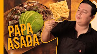 Papa asada especial con Arrachera  3 minutos en el fuego [upl. by Idahs776]