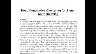 Deep Contrastive Clustering for Signal Deinterleaving [upl. by Yrreiht145]