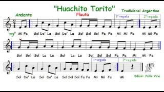 Huachito torito villancico Flauta con notas [upl. by Longmire]