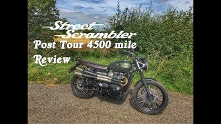 Triumph Street Scrambler  Post Tour 4500 mile Review  offroading [upl. by Leontyne45]