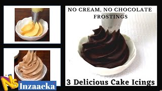 बिना क्रीम चॉक्लेट के कम खर्च में बनाएँ केक की क्रीम No Cream No Chocolate 3 Different Frostings [upl. by Dulce563]