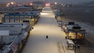 Wildwood Boardwalk Covered In Snow [upl. by Itnahsa]