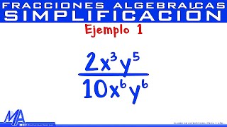 Simplificación de fracciones algebraicas  Ejemplo 1 [upl. by Yenwat283]