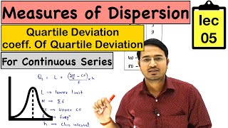 Quartile Deviation for Continuous Series  Measures of Dispersion lec5 [upl. by Monjo671]