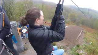 Go Ape Aberfoyle  UKs longest zip wire in the rain [upl. by Noraf388]