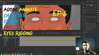 Episode 6 character design part 3 adobe animate  cartoon animation kaise banaye  eye rig [upl. by Adlitam]