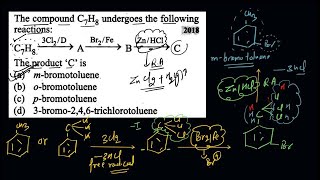 The compound C7H8 undergoes the following reactions the product C is [upl. by Eedyak257]