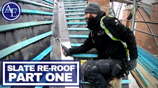 SLATE REROOF Part One  Build with AampE [upl. by Val]