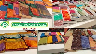 T Nagar Pachaiyappas Silks 5 to 50 offer Wedding silks Sarees Art SilkTissueSoft silk Sarees [upl. by Cristi176]