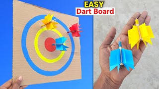 how to make dart and dart board  cardboard toy making  Easy toy making  Homemade playing toy [upl. by Jedthus]