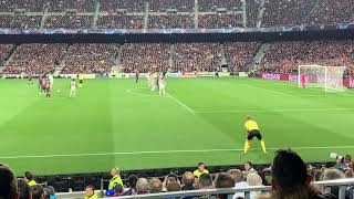 Lionel Messi goal  free kick live from Camp Nou Barcelona  Liverpool 30 152019 [upl. by Alleyne]