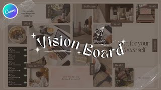 Minimal 2024 Vision Board in Canva Easy Steps  Sumincreates [upl. by Holbrook]