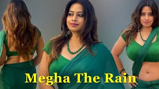 Megha The Rain in gorgeous and hot plane green saree Saree lover saree fashion sareelover [upl. by Nisotawulo]