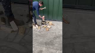 The FASTEST amp SAFEST way to split firewood 🪵 logs shorts [upl. by Ymot139]