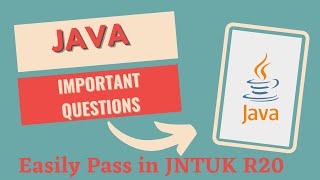 JNTUK Latest R20 Regulation  Java Important Questions  2 1 Sem [upl. by Charla]