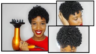 How to Use a Diffuser on Short Natural Hair  Updated Wash  Go Routine Post Big Chop [upl. by Mcnamara313]