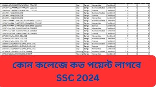 কোন কলেজে কত পয়েন্ট লাগবে কত সিট  SSC 2024  college admission 2024 [upl. by Iniffit]