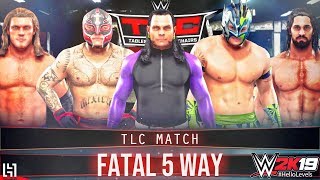 WWE 2K19 Fatal 5 Way TLC Match  Jeff Hardy vs Edge vs Seth Rollins vs Rey Mysterio vs Kalisto [upl. by Elbart]