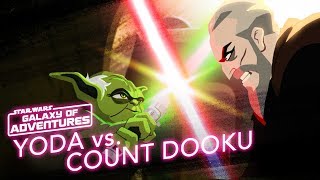 Yoda vs Count Dooku  Size Matters Not  Star Wars Galaxy of Adventures [upl. by Salokkin13]