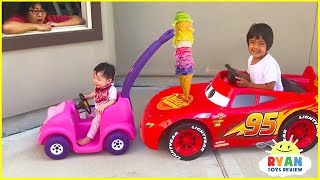 Ryans Drive Thru Pretend Play Restaurant on Kids Power Wheels [upl. by Gapin199]