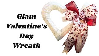 Valentines Day Heart Wreath Tutorial  DIY Valentine Wreath [upl. by Dougie]