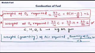 Fuels  How to calculate Requirement of oxygen or air theoretically for combustion of fuel [upl. by Lamb]