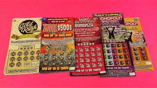 SAT BIG GAME 91 GOLD RUSH BONANZA MONOPOLY  MORE Florida Lottery Scratch Tickets [upl. by Ori]