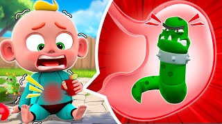 Oh No My Tummys Hurt  What Is Happening to My Stomach and More Nursery Rhymes amp Kids Songs [upl. by Etnuahc]