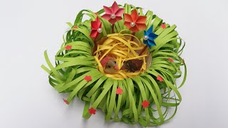 Bird nest showpiece with paperHow to make a bird nest showpiece with paper [upl. by Atenaz420]