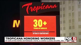 Tropicana Las Vegas marquees light up in honor of employees [upl. by Ttennaej]