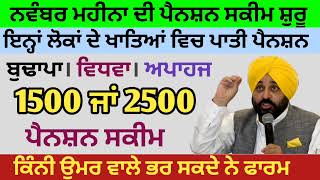 2500 pension scheme for punjab 2024  2500 budhapa pension1000 pension scheme in punjab 2024 [upl. by Wolsniw]