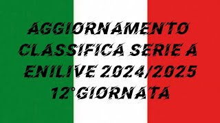 AGGIORNAMENTO CLASSIFICA SERIE A ENILIVE 20242025 12°GIORNATA [upl. by Kalagher]