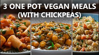 3 Easy ONE POT Vegan Meals With Chickpeas  Easy Vegan Recipes  Food Impromptu [upl. by Gnil]