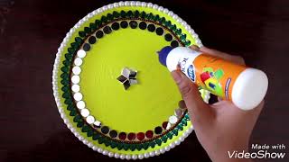 Plate decoration ideas for navratri diwali  karwa chauth easy and quick plate decoration idea [upl. by Lizette]